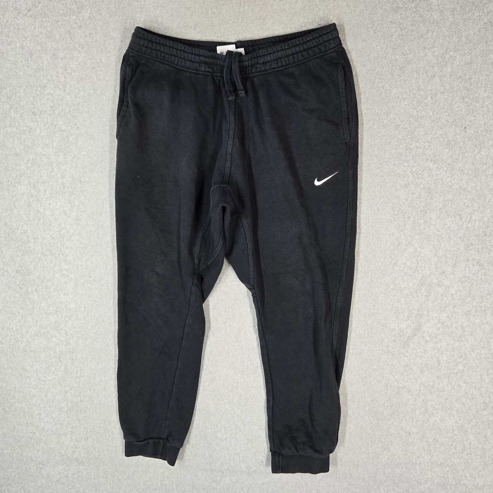 Nike Men Pants XL Black Sweatpants Fleece Swoosh Jogger Logo 26" Inseam